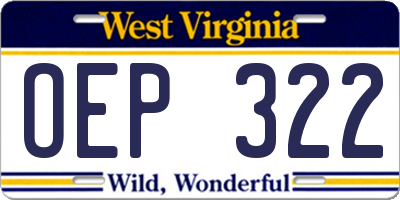 WV license plate OEP322