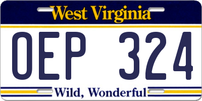 WV license plate OEP324