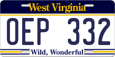 WV license plate OEP332