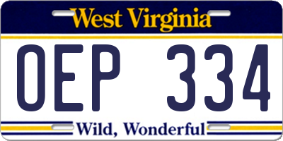 WV license plate OEP334