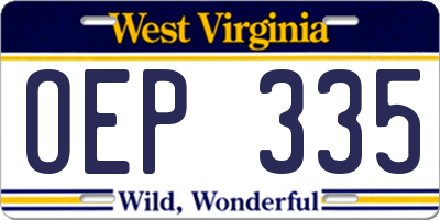 WV license plate OEP335