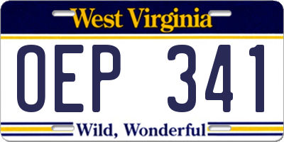 WV license plate OEP341