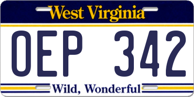 WV license plate OEP342
