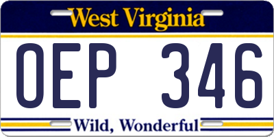 WV license plate OEP346