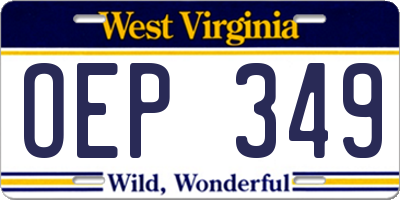 WV license plate OEP349