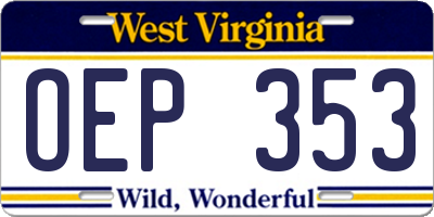 WV license plate OEP353