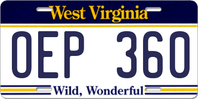 WV license plate OEP360