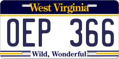 WV license plate OEP366