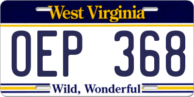 WV license plate OEP368