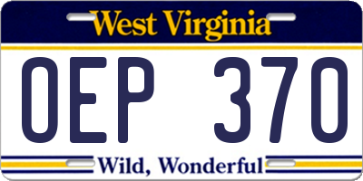 WV license plate OEP370