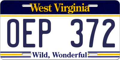 WV license plate OEP372