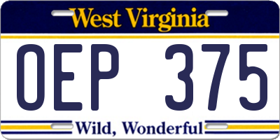 WV license plate OEP375