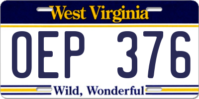 WV license plate OEP376