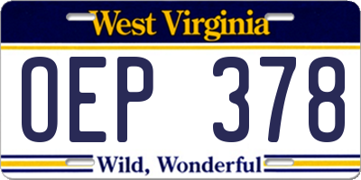 WV license plate OEP378