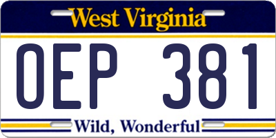 WV license plate OEP381