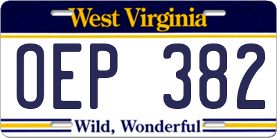 WV license plate OEP382