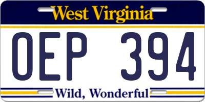 WV license plate OEP394