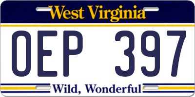 WV license plate OEP397