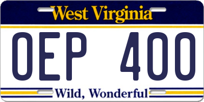 WV license plate OEP400