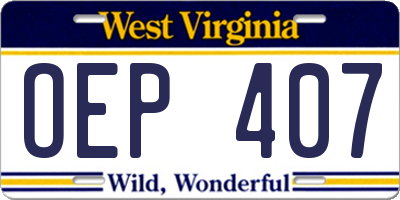 WV license plate OEP407