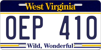 WV license plate OEP410