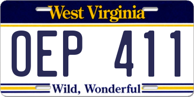 WV license plate OEP411