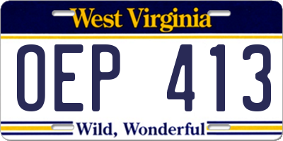 WV license plate OEP413