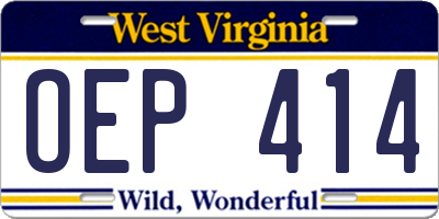 WV license plate OEP414