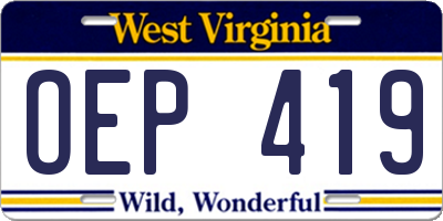 WV license plate OEP419