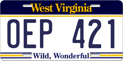 WV license plate OEP421