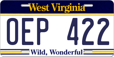 WV license plate OEP422