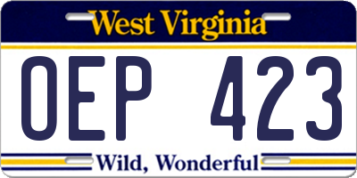 WV license plate OEP423