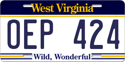 WV license plate OEP424
