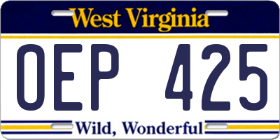 WV license plate OEP425