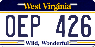 WV license plate OEP426