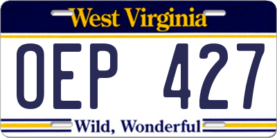 WV license plate OEP427