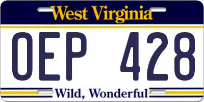 WV license plate OEP428