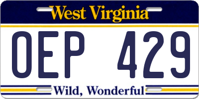 WV license plate OEP429