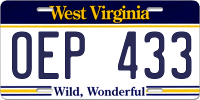 WV license plate OEP433