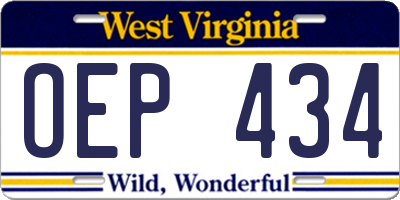 WV license plate OEP434