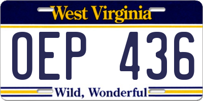 WV license plate OEP436