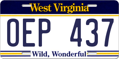 WV license plate OEP437