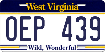WV license plate OEP439