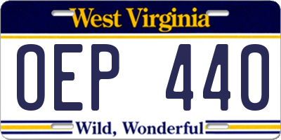 WV license plate OEP440
