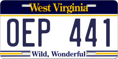 WV license plate OEP441
