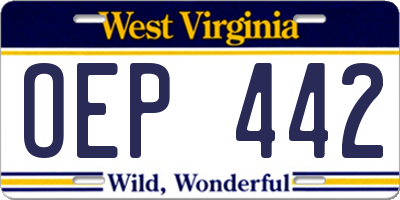 WV license plate OEP442
