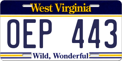 WV license plate OEP443