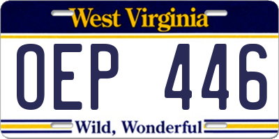 WV license plate OEP446