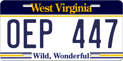 WV license plate OEP447