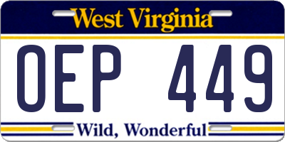 WV license plate OEP449